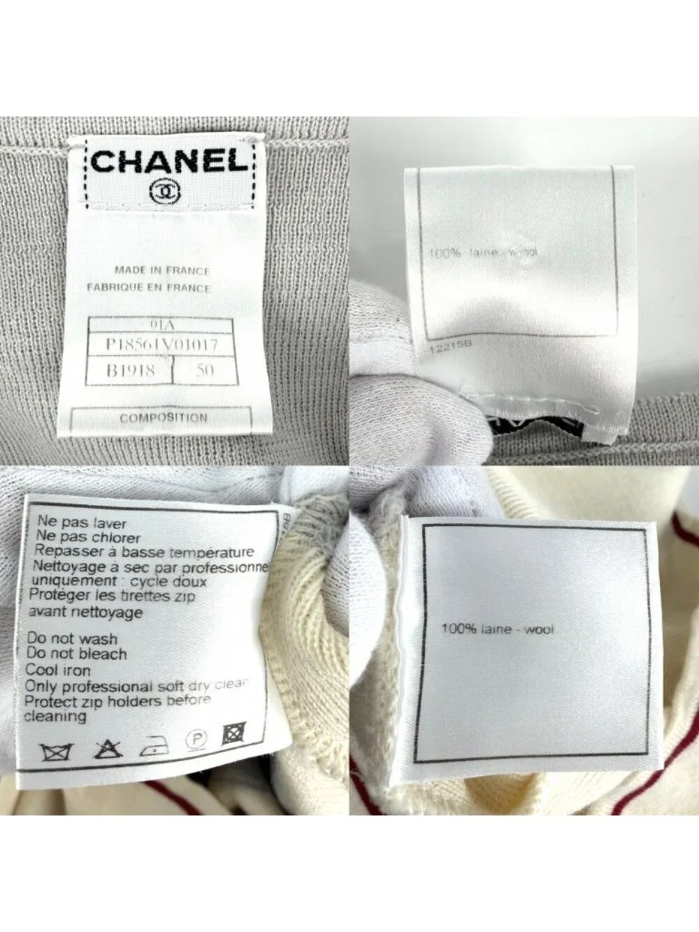 Chanel Top CC Logo Sweatshirt 50 Gray Ivory Gold Wool Spring Autumn Winter